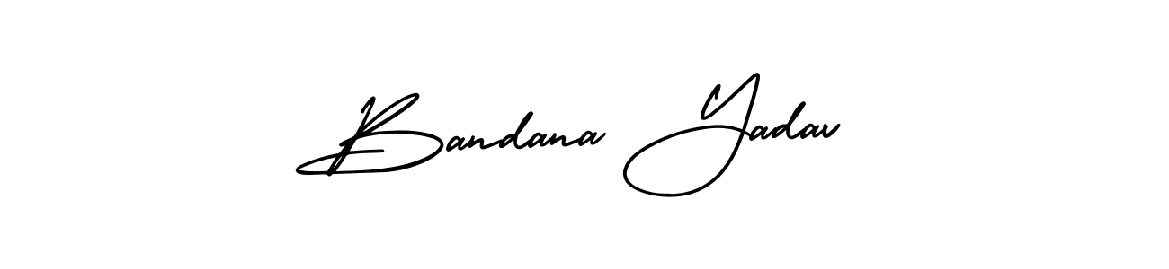 The best way (AmerikaSignatureDemo-Regular) to make a short signature is to pick only two or three words in your name. The name Bandana Yadav include a total of six letters. For converting this name. Bandana Yadav signature style 3 images and pictures png