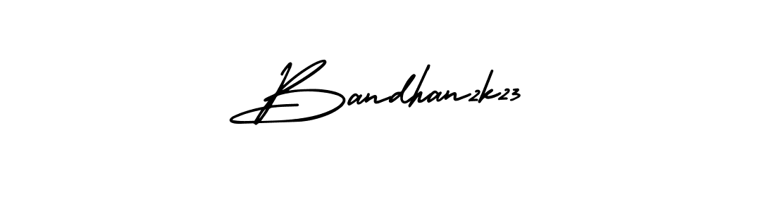 The best way (AmerikaSignatureDemo-Regular) to make a short signature is to pick only two or three words in your name. The name Bandhan2k23 include a total of six letters. For converting this name. Bandhan2k23 signature style 3 images and pictures png