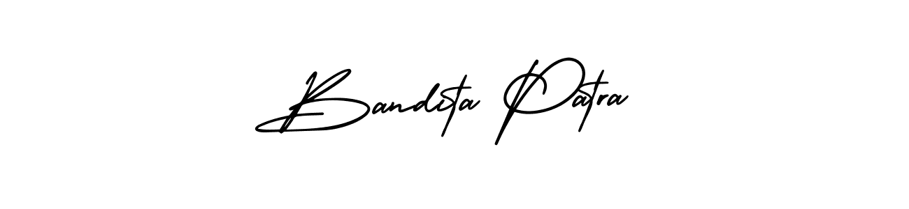 You should practise on your own different ways (AmerikaSignatureDemo-Regular) to write your name (Bandita Patra) in signature. don't let someone else do it for you. Bandita Patra signature style 3 images and pictures png