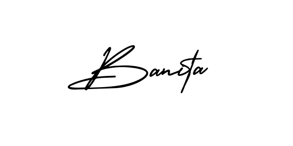 How to make Banita name signature. Use AmerikaSignatureDemo-Regular style for creating short signs online. This is the latest handwritten sign. Banita signature style 3 images and pictures png