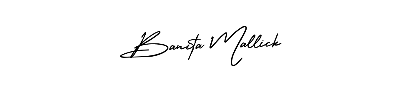 The best way (AmerikaSignatureDemo-Regular) to make a short signature is to pick only two or three words in your name. The name Banita Mallick include a total of six letters. For converting this name. Banita Mallick signature style 3 images and pictures png