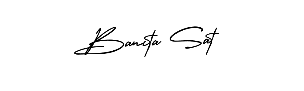 How to make Banita Sat signature? AmerikaSignatureDemo-Regular is a professional autograph style. Create handwritten signature for Banita Sat name. Banita Sat signature style 3 images and pictures png