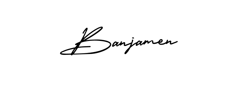 Use a signature maker to create a handwritten signature online. With this signature software, you can design (AmerikaSignatureDemo-Regular) your own signature for name Banjamen. Banjamen signature style 3 images and pictures png