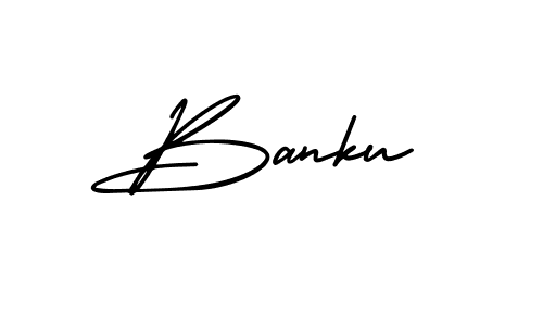 Use a signature maker to create a handwritten signature online. With this signature software, you can design (AmerikaSignatureDemo-Regular) your own signature for name Banku. Banku signature style 3 images and pictures png