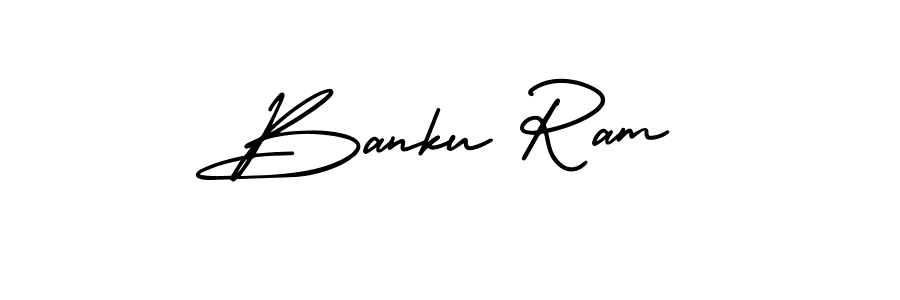 It looks lik you need a new signature style for name Banku Ram. Design unique handwritten (AmerikaSignatureDemo-Regular) signature with our free signature maker in just a few clicks. Banku Ram signature style 3 images and pictures png