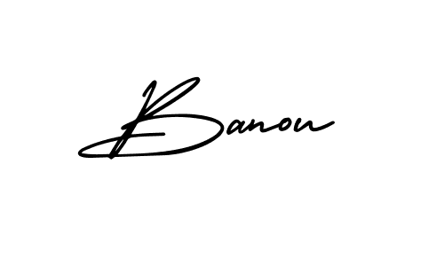 Banou stylish signature style. Best Handwritten Sign (AmerikaSignatureDemo-Regular) for my name. Handwritten Signature Collection Ideas for my name Banou. Banou signature style 3 images and pictures png