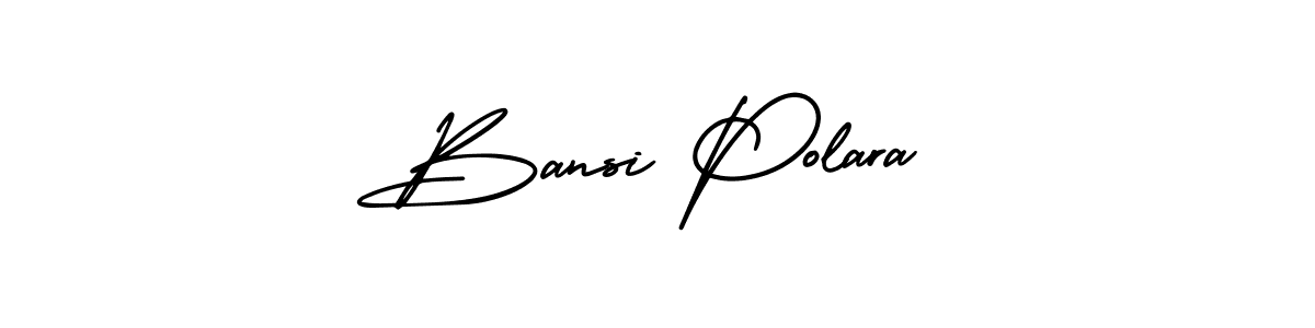 You should practise on your own different ways (AmerikaSignatureDemo-Regular) to write your name (Bansi Polara) in signature. don't let someone else do it for you. Bansi Polara signature style 3 images and pictures png