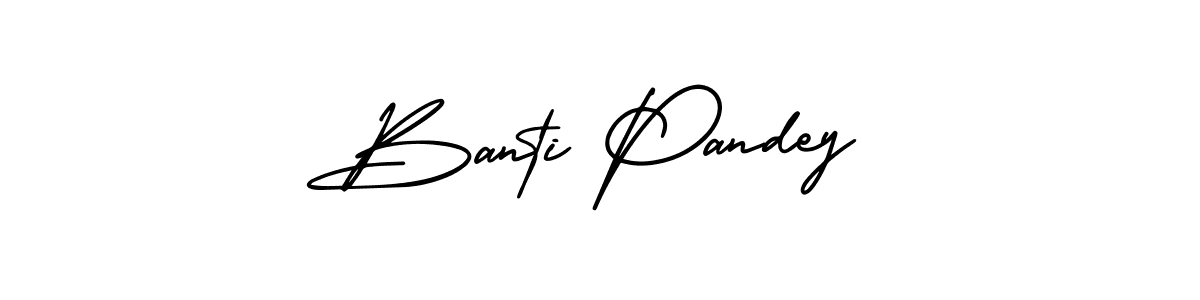 You should practise on your own different ways (AmerikaSignatureDemo-Regular) to write your name (Banti Pandey) in signature. don't let someone else do it for you. Banti Pandey signature style 3 images and pictures png