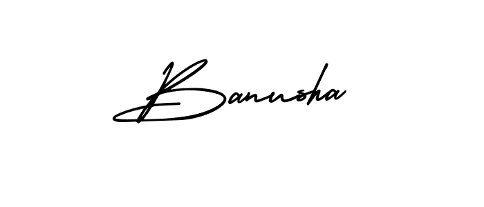 Banusha stylish signature style. Best Handwritten Sign (AmerikaSignatureDemo-Regular) for my name. Handwritten Signature Collection Ideas for my name Banusha. Banusha signature style 3 images and pictures png