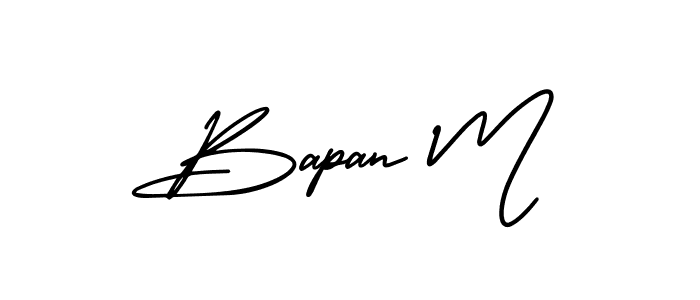 Similarly AmerikaSignatureDemo-Regular is the best handwritten signature design. Signature creator online .You can use it as an online autograph creator for name Bapan M. Bapan M signature style 3 images and pictures png