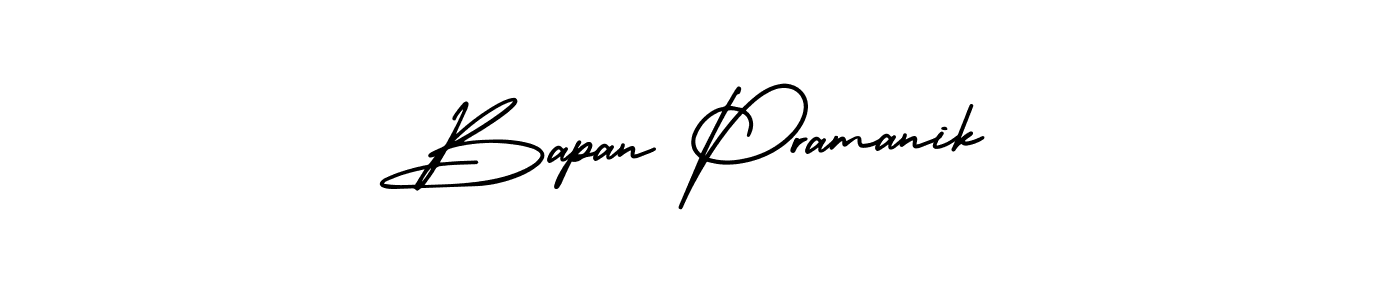 AmerikaSignatureDemo-Regular is a professional signature style that is perfect for those who want to add a touch of class to their signature. It is also a great choice for those who want to make their signature more unique. Get Bapan Pramanik name to fancy signature for free. Bapan Pramanik signature style 3 images and pictures png