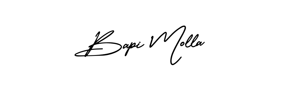 The best way (AmerikaSignatureDemo-Regular) to make a short signature is to pick only two or three words in your name. The name Bapi Molla include a total of six letters. For converting this name. Bapi Molla signature style 3 images and pictures png