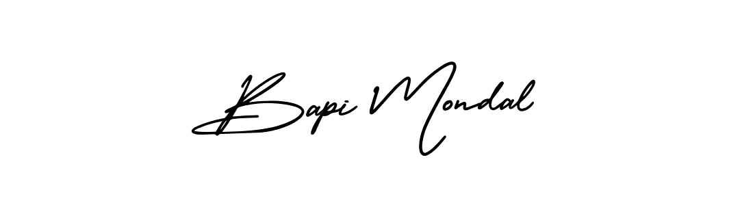 The best way (AmerikaSignatureDemo-Regular) to make a short signature is to pick only two or three words in your name. The name Bapi Mondal include a total of six letters. For converting this name. Bapi Mondal signature style 3 images and pictures png