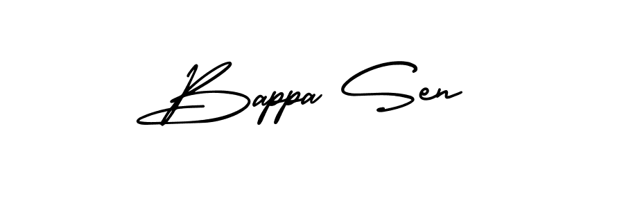 The best way (AmerikaSignatureDemo-Regular) to make a short signature is to pick only two or three words in your name. The name Bappa Sen include a total of six letters. For converting this name. Bappa Sen signature style 3 images and pictures png