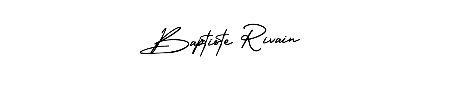 The best way (AmerikaSignatureDemo-Regular) to make a short signature is to pick only two or three words in your name. The name Baptiste Rivain include a total of six letters. For converting this name. Baptiste Rivain signature style 3 images and pictures png