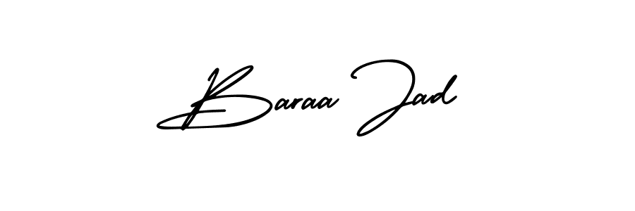 The best way (AmerikaSignatureDemo-Regular) to make a short signature is to pick only two or three words in your name. The name Baraa Jad include a total of six letters. For converting this name. Baraa Jad signature style 3 images and pictures png