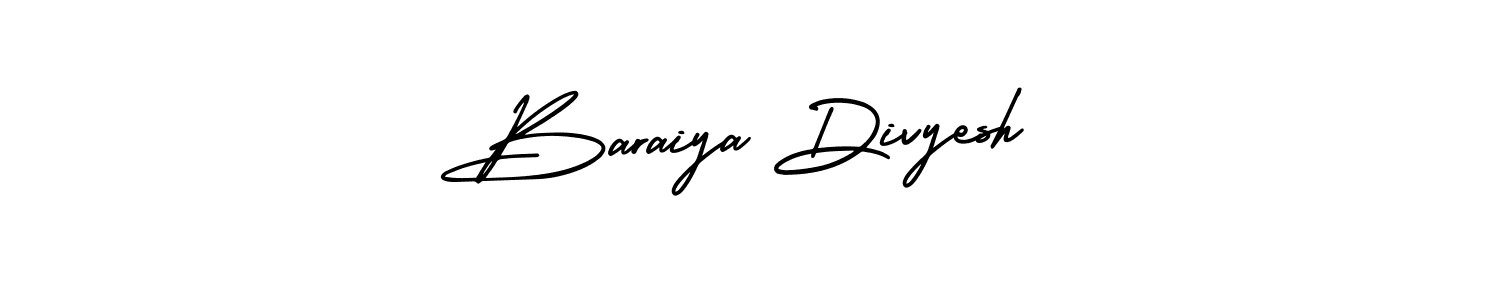 if you are searching for the best signature style for your name Baraiya Divyesh. so please give up your signature search. here we have designed multiple signature styles  using AmerikaSignatureDemo-Regular. Baraiya Divyesh signature style 3 images and pictures png