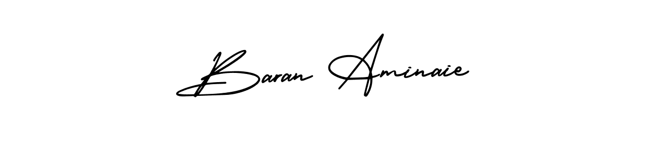 The best way (AmerikaSignatureDemo-Regular) to make a short signature is to pick only two or three words in your name. The name Baran Aminaie include a total of six letters. For converting this name. Baran Aminaie signature style 3 images and pictures png