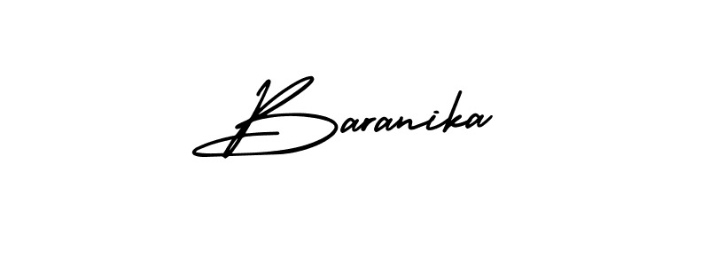 The best way (AmerikaSignatureDemo-Regular) to make a short signature is to pick only two or three words in your name. The name Baranika include a total of six letters. For converting this name. Baranika signature style 3 images and pictures png