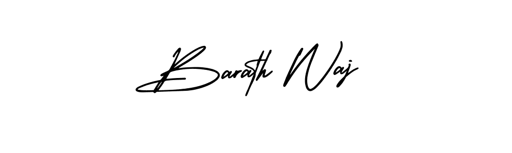 You should practise on your own different ways (AmerikaSignatureDemo-Regular) to write your name (Barath Waj) in signature. don't let someone else do it for you. Barath Waj signature style 3 images and pictures png