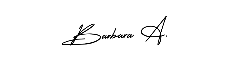 You should practise on your own different ways (AmerikaSignatureDemo-Regular) to write your name (Barbara A.) in signature. don't let someone else do it for you. Barbara A. signature style 3 images and pictures png