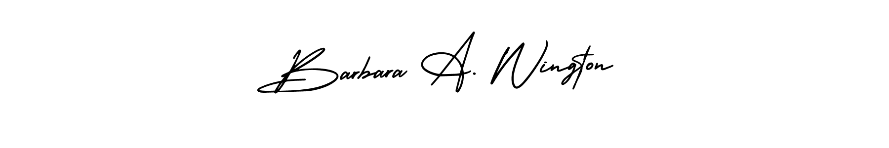 You should practise on your own different ways (AmerikaSignatureDemo-Regular) to write your name (Barbara A. Wington) in signature. don't let someone else do it for you. Barbara A. Wington signature style 3 images and pictures png