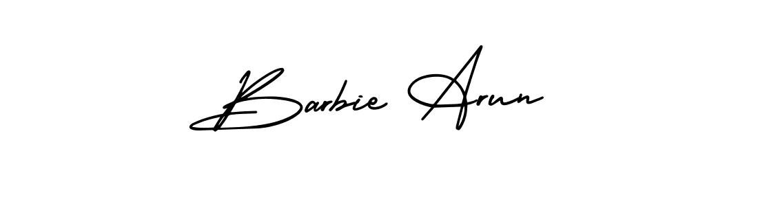 The best way (AmerikaSignatureDemo-Regular) to make a short signature is to pick only two or three words in your name. The name Barbie Arun include a total of six letters. For converting this name. Barbie Arun signature style 3 images and pictures png