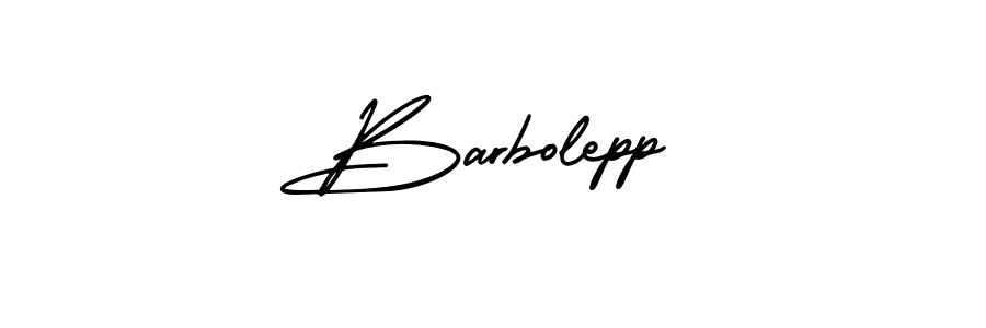 You should practise on your own different ways (AmerikaSignatureDemo-Regular) to write your name (Barbolepp) in signature. don't let someone else do it for you. Barbolepp signature style 3 images and pictures png