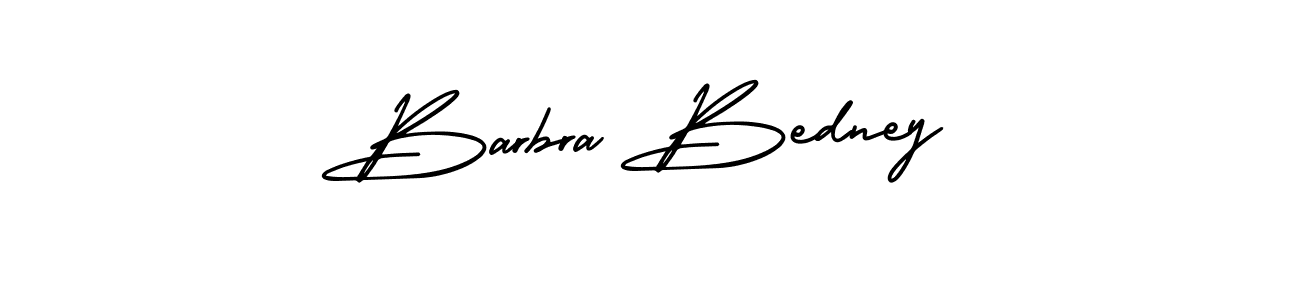 The best way (AmerikaSignatureDemo-Regular) to make a short signature is to pick only two or three words in your name. The name Barbra Bedney include a total of six letters. For converting this name. Barbra Bedney signature style 3 images and pictures png