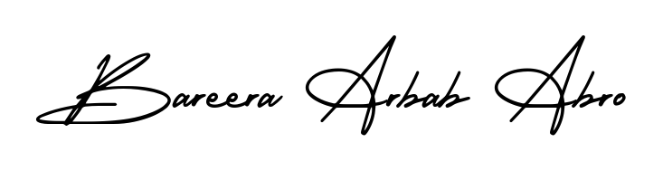 Discover how Bareera Arbab Abro looks in an executive cursive font (AmerikaSignatureDemo-Regular). Perfect for legal documents, invoices, and certificates. Bareera Arbab Abro signature style 3 images and pictures png