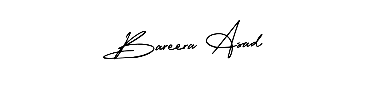 The best way (AmerikaSignatureDemo-Regular) to make a short signature is to pick only two or three words in your name. The name Bareera Asad include a total of six letters. For converting this name. Bareera Asad signature style 3 images and pictures png