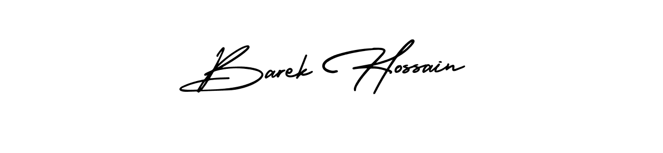You should practise on your own different ways (AmerikaSignatureDemo-Regular) to write your name (Barek Hossain) in signature. don't let someone else do it for you. Barek Hossain signature style 3 images and pictures png