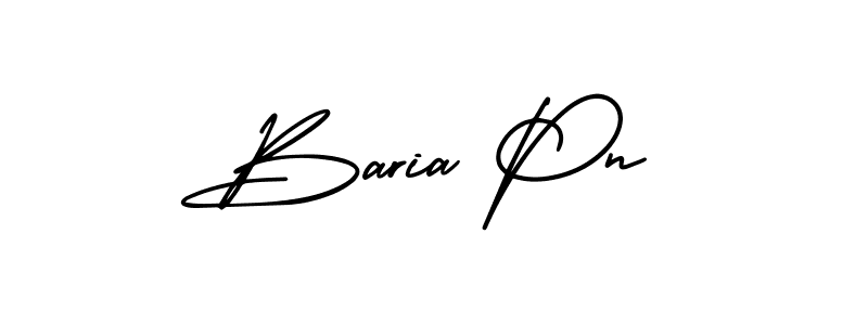 You should practise on your own different ways (AmerikaSignatureDemo-Regular) to write your name (Baria Pn) in signature. don't let someone else do it for you. Baria Pn signature style 3 images and pictures png