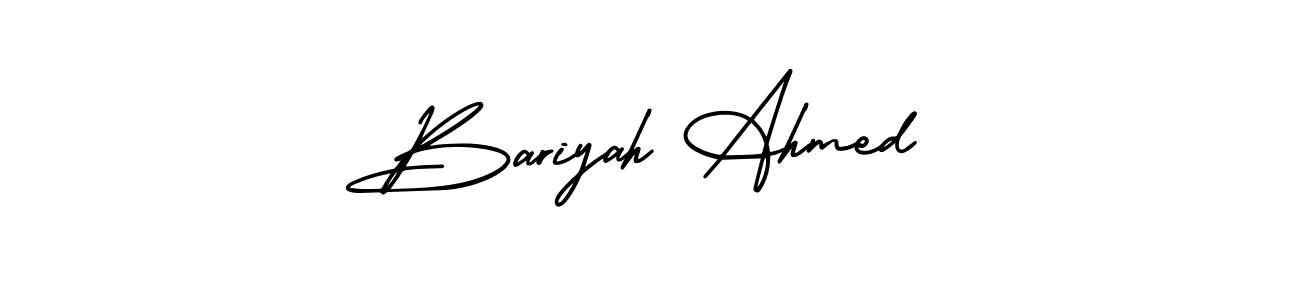 if you are searching for the best signature style for your name Bariyah Ahmed. so please give up your signature search. here we have designed multiple signature styles  using AmerikaSignatureDemo-Regular. Bariyah Ahmed signature style 3 images and pictures png