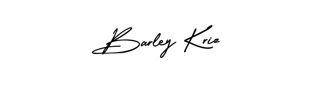 You should practise on your own different ways (AmerikaSignatureDemo-Regular) to write your name (Barley Kriz) in signature. don't let someone else do it for you. Barley Kriz signature style 3 images and pictures png