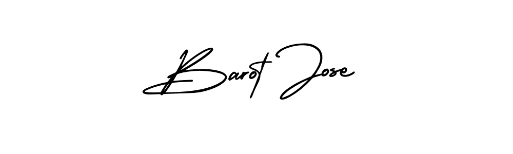 You should practise on your own different ways (AmerikaSignatureDemo-Regular) to write your name (Barot Jose) in signature. don't let someone else do it for you. Barot Jose signature style 3 images and pictures png