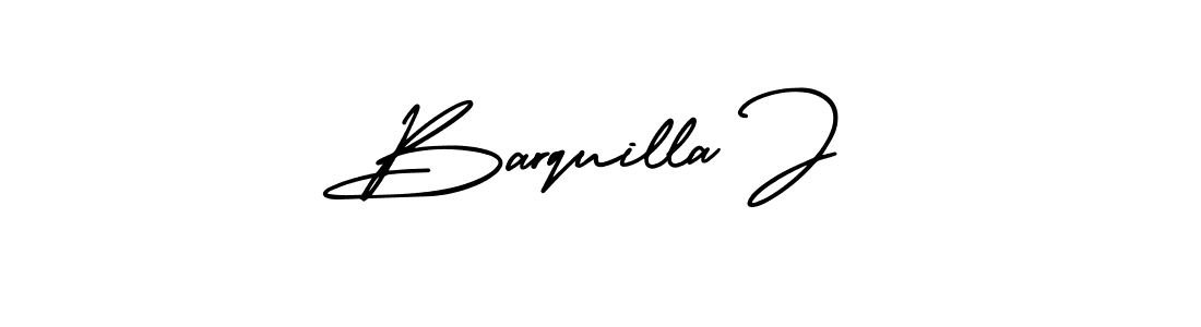 The best way (AmerikaSignatureDemo-Regular) to make a short signature is to pick only two or three words in your name. The name Barquilla J include a total of six letters. For converting this name. Barquilla J signature style 3 images and pictures png