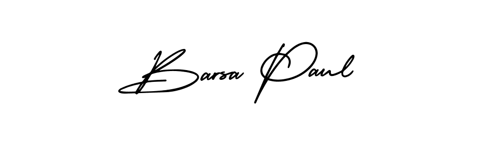 You should practise on your own different ways (AmerikaSignatureDemo-Regular) to write your name (Barsa Paul) in signature. don't let someone else do it for you. Barsa Paul signature style 3 images and pictures png