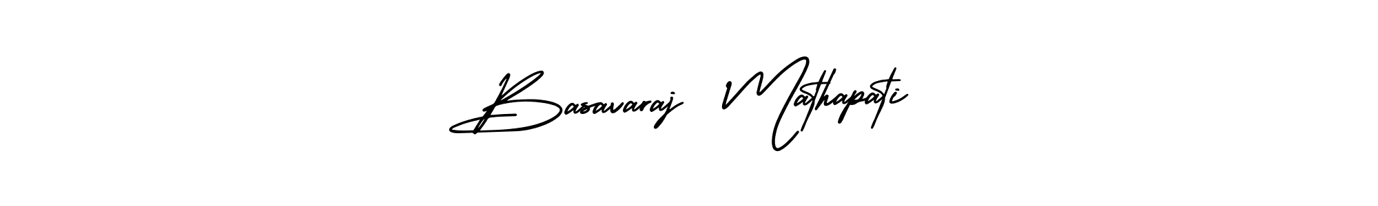 The best way (AmerikaSignatureDemo-Regular) to make a short signature is to pick only two or three words in your name. The name Basavaraj  Mathapati include a total of six letters. For converting this name. Basavaraj  Mathapati signature style 3 images and pictures png