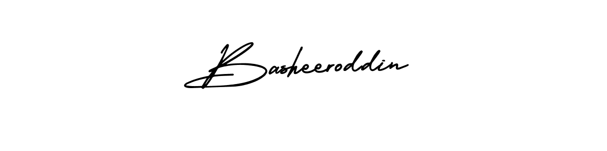 The best way (AmerikaSignatureDemo-Regular) to make a short signature is to pick only two or three words in your name. The name Basheeroddin include a total of six letters. For converting this name. Basheeroddin signature style 3 images and pictures png