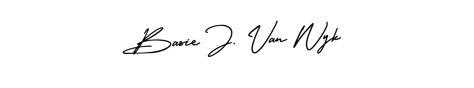 The best way (AmerikaSignatureDemo-Regular) to make a short signature is to pick only two or three words in your name. The name Basie J. Van Wyk include a total of six letters. For converting this name. Basie J. Van Wyk signature style 3 images and pictures png