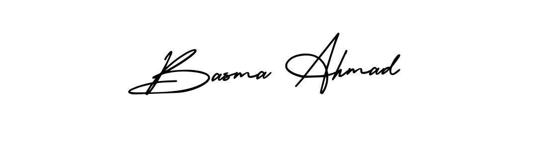 How to make Basma Ahmad name signature. Use AmerikaSignatureDemo-Regular style for creating short signs online. This is the latest handwritten sign. Basma Ahmad signature style 3 images and pictures png