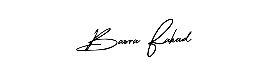The best way (AmerikaSignatureDemo-Regular) to make a short signature is to pick only two or three words in your name. The name Basra Fahad include a total of six letters. For converting this name. Basra Fahad signature style 3 images and pictures png