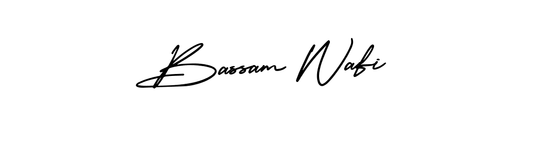 You should practise on your own different ways (AmerikaSignatureDemo-Regular) to write your name (Bassam Wafi) in signature. don't let someone else do it for you. Bassam Wafi signature style 3 images and pictures png