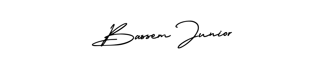 AmerikaSignatureDemo-Regular is a professional signature style that is perfect for those who want to add a touch of class to their signature. It is also a great choice for those who want to make their signature more unique. Get Bassem Junior name to fancy signature for free. Bassem Junior signature style 3 images and pictures png