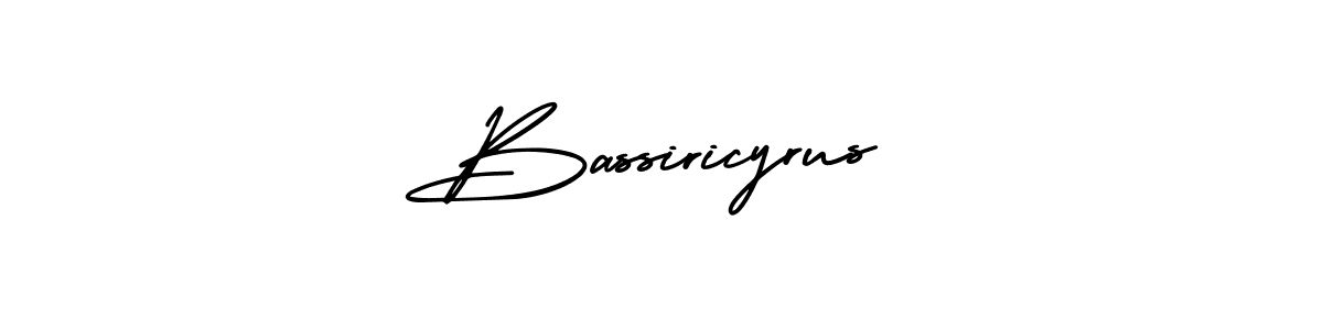 You should practise on your own different ways (AmerikaSignatureDemo-Regular) to write your name (Bassiricyrus) in signature. don't let someone else do it for you. Bassiricyrus signature style 3 images and pictures png