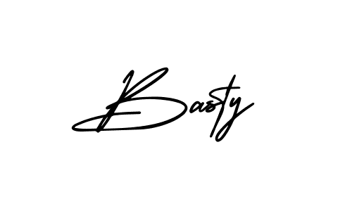 How to make Basty name signature. Use AmerikaSignatureDemo-Regular style for creating short signs online. This is the latest handwritten sign. Basty signature style 3 images and pictures png