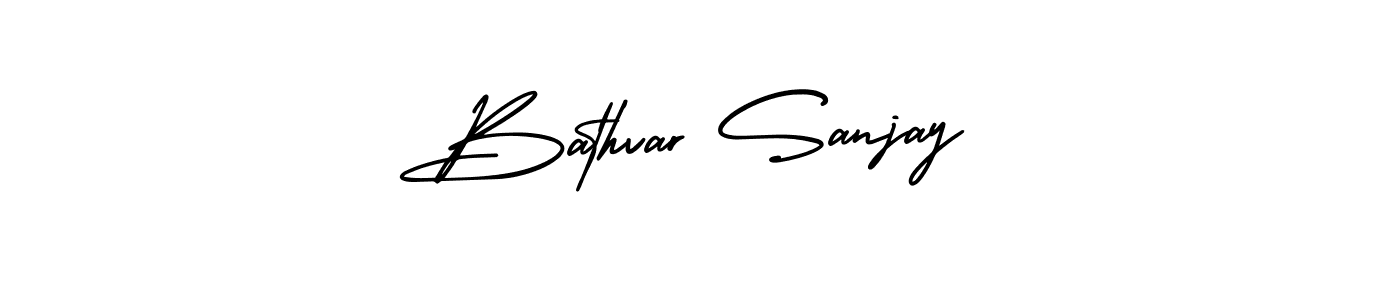 The best way (AmerikaSignatureDemo-Regular) to make a short signature is to pick only two or three words in your name. The name Bathvar Sanjay include a total of six letters. For converting this name. Bathvar Sanjay signature style 3 images and pictures png