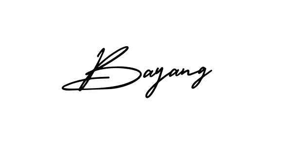 You should practise on your own different ways (AmerikaSignatureDemo-Regular) to write your name (Bayang) in signature. don't let someone else do it for you. Bayang signature style 3 images and pictures png