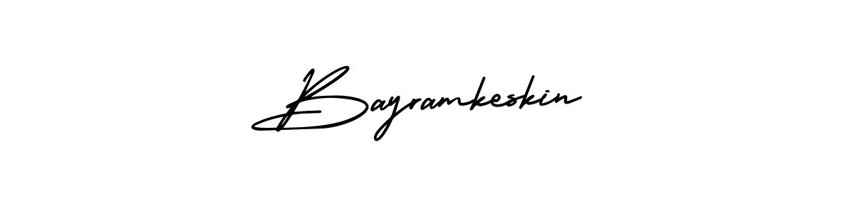 You should practise on your own different ways (AmerikaSignatureDemo-Regular) to write your name (Bayramkeskin) in signature. don't let someone else do it for you. Bayramkeskin signature style 3 images and pictures png